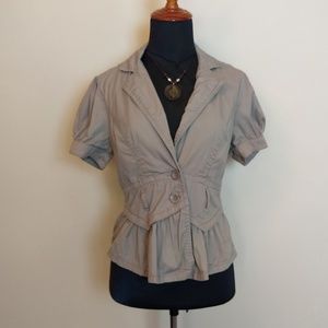 Cropped Jacket w/Optional Belt & Button Details